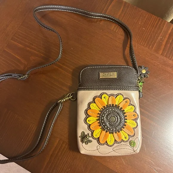 Chala Sunflower Crossbody Bag - Brown and Orange - Picture 5 of 8